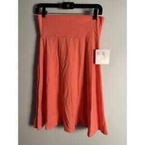 LuLaRoe Azure Skirt Solid Coral Pink A-Line Yoga Waist Knee Length Small NWT